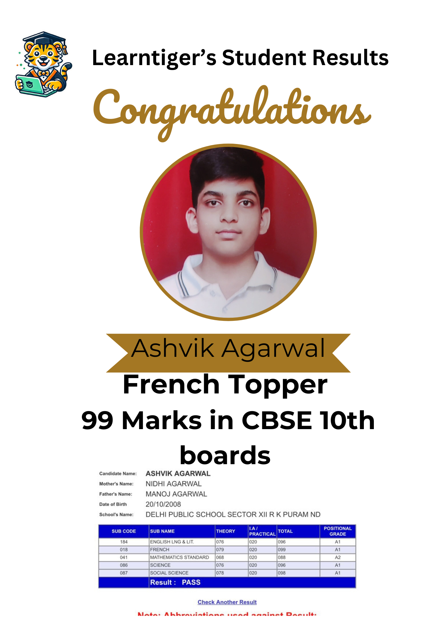 Ashvik: 99 marks in French